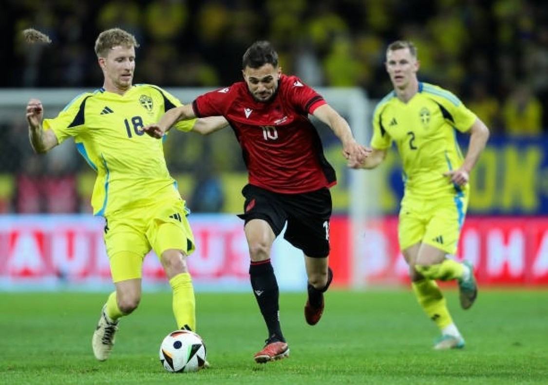Svezia-Albania 1-0, gol della vittoria di Gustav Nilsson